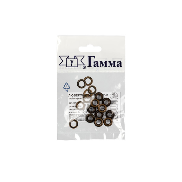 Люверсы GAMMA d 4.5 мм 10 шт №02 под никель G-luv-45-02