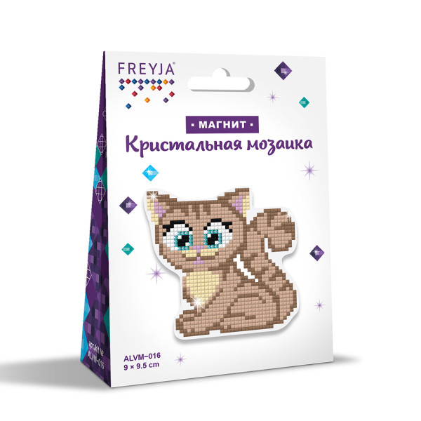 Кристальная (алмазная) мозаика ФРЕЯ магнит "Котенок" 9.5 х 9 см ALVM-016