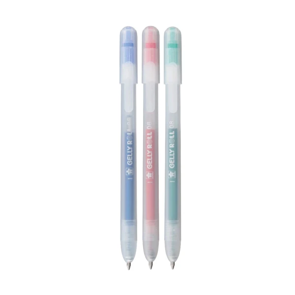 Ручки гелевые SAKURA Gelly Roll Stardust с блёстками, выдвижные, набор 3 цвета (красный, синий, зелёный) RTPXGBRASTA3A