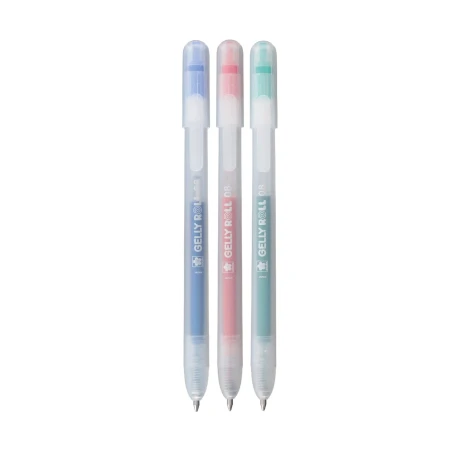 Ручки гелевые SAKURA Gelly Roll Stardust с блёстками, выдвижные, набор 3 цвета (красный, синий, зелёный) RTPXGBRASTA3A
