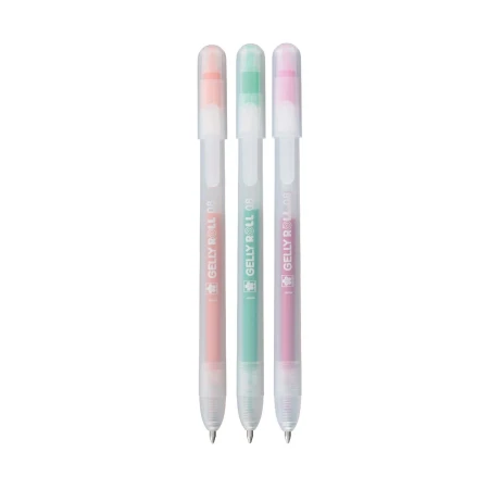 Ручки гелевые SAKURA Gelly Roll Stardust с блёстками, выдвижные, набор 3 цвета (оранжевый, розовый, изумрудный) RTPXGBRASTA3B