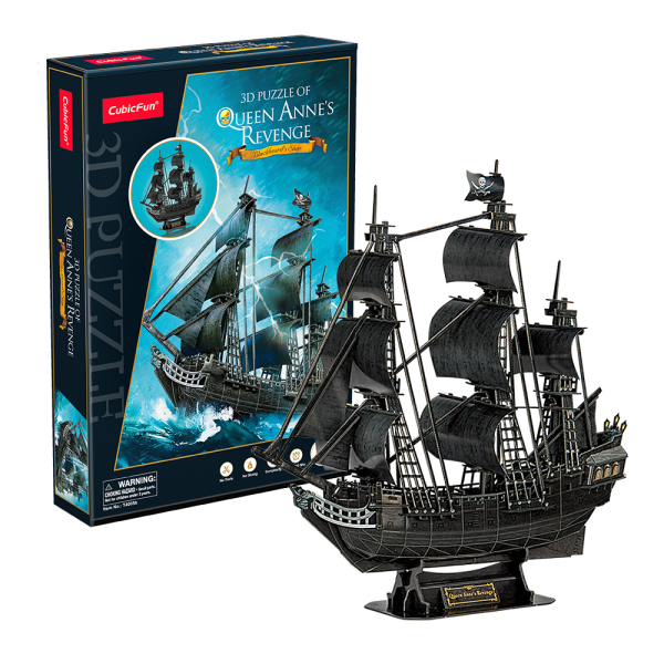 3D пазл CubicFun Серия "Корабли" Месть королевы Анны, 180 деталей UT-T4005h