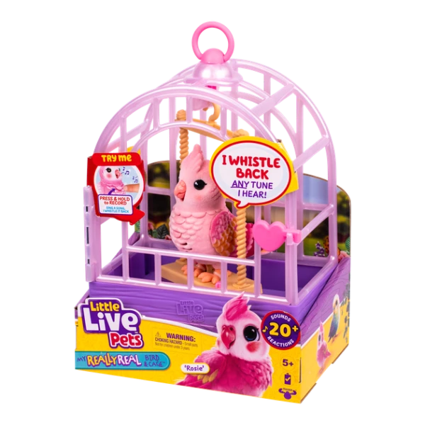 Игрушка интерактивная Moose "Попугайчик Корелла в клетке" розовый UT-26692