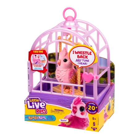 Игрушка интерактивная Moose "Попугайчик Корелла в клетке" розовый UT-26692