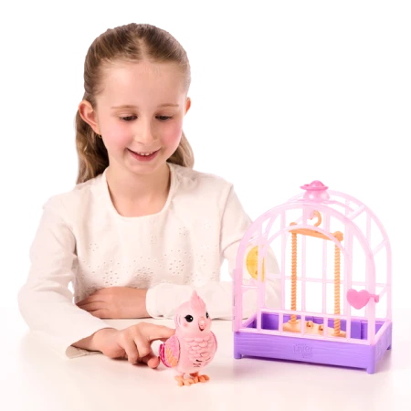 Игрушка интерактивная Moose "Попугайчик Корелла в клетке" розовый UT-26692