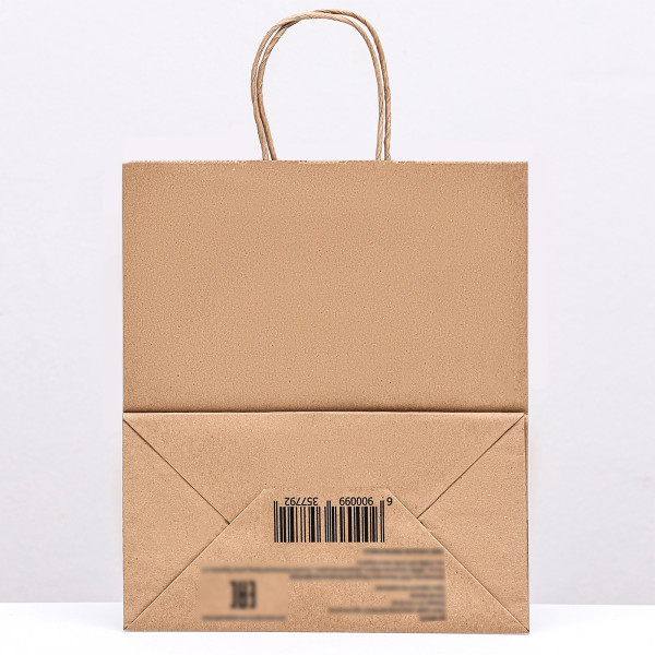 Пакет бумажный "Крафт" с кручеными ручками 22 x 12 x 25 см 90 г/м2 SIM-9935779