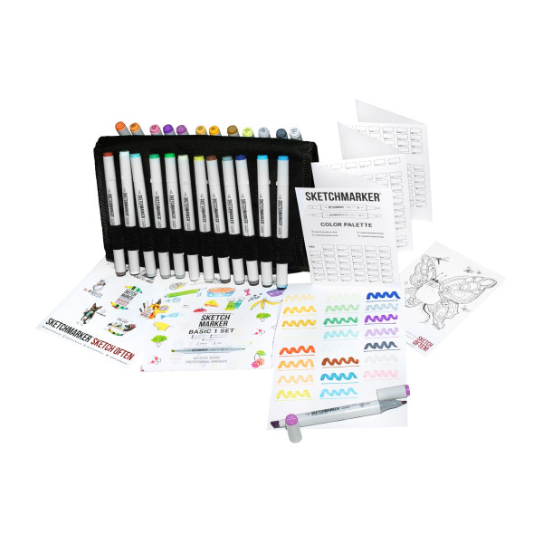 Набор маркеров SKETCHMARKER Basic 1 24 шт базовые оттенки + сумка органайзер MP24bas1