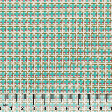 Ткань для пэчворка PEPPY БАБУШКИН СУНДУЧОК 50 x 55 см 140 ± 5 г/м2 100% хлопок БС-03 клетка бирюзовый/бл.зеленый