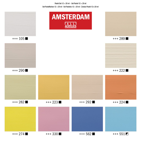 Набор акриловых красок AMSTERDAM Standart 12 цв x 20 мл пастельные цвета RT17820601