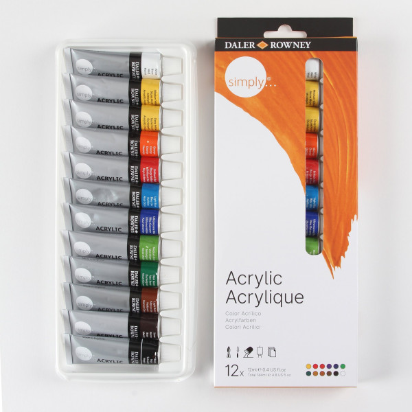 Набор акриловых красок DALER ROWNEY Simply 12 цв х 12 мл 126500012